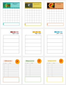 homemakers binder planning pages & calendar