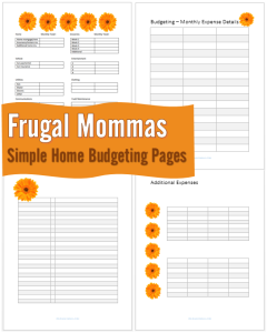 Frugal Mommas Simple Home Budgeting Pages