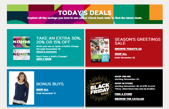 Kohls Christmas Black Friday and Daily Deals