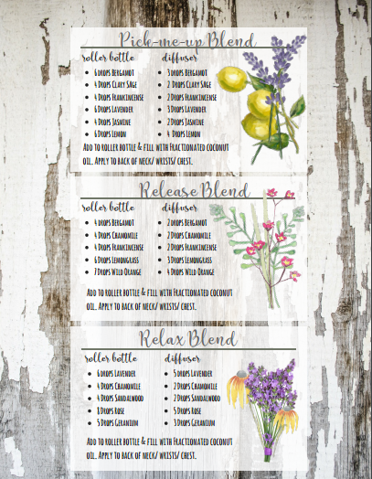 essential oils recipe cards